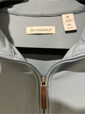Cubavera Light Blue Ribbed Zip-Front Pullover XL